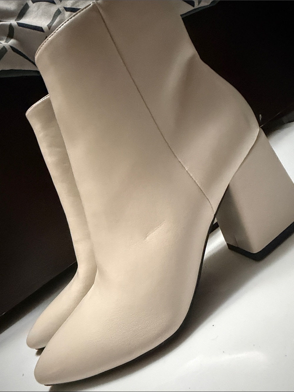 Madden Girl Beige Block Heel Ankle Boots